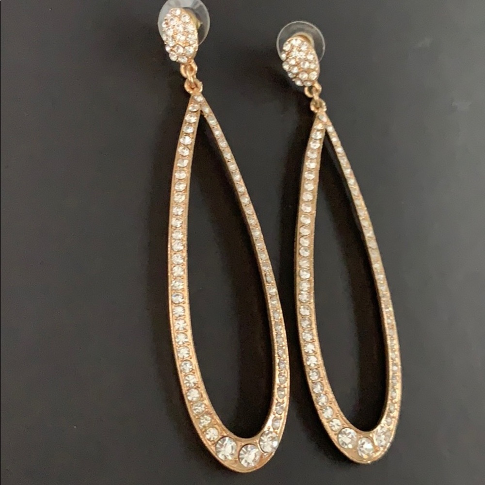 🌟 Gold Rhinestone Teardrop Earrings 🌟